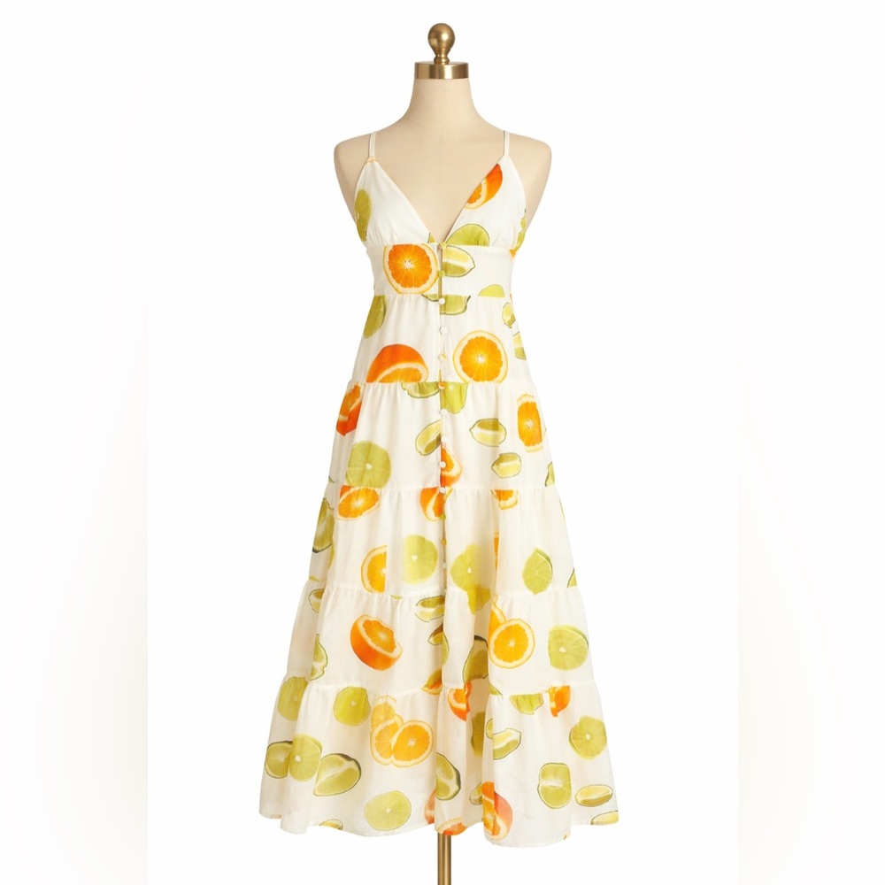 Edie Parker x J.Crew Citrus Print Button-Front Maxi Dress XS NWT - Picture 2 of 7